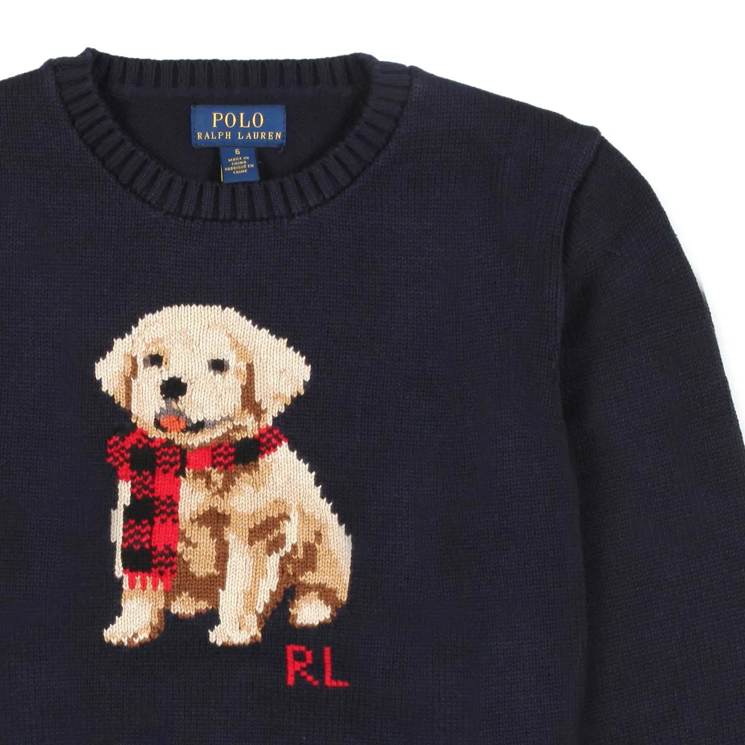 Ralph Lauren Navy Blue Pullover With Puppy For Children