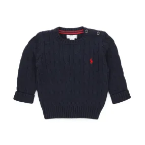 Ralph Lauren Rl Navy Blue Pullover For Baby Boy