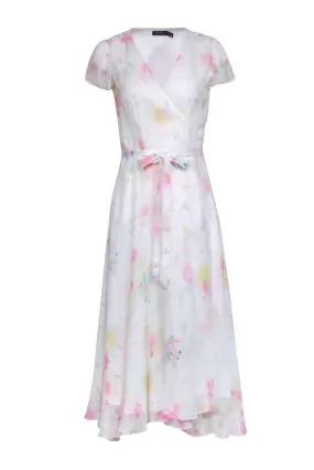 Ralph Lauren - White w/ Pink, & Yellow Floral Print Wrap Dress Sz 4