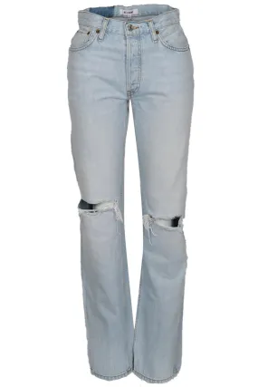 RE/DONE DISTRESSED HIGH RISE STRAIGHT LEG JEANS W25 UK 6-8