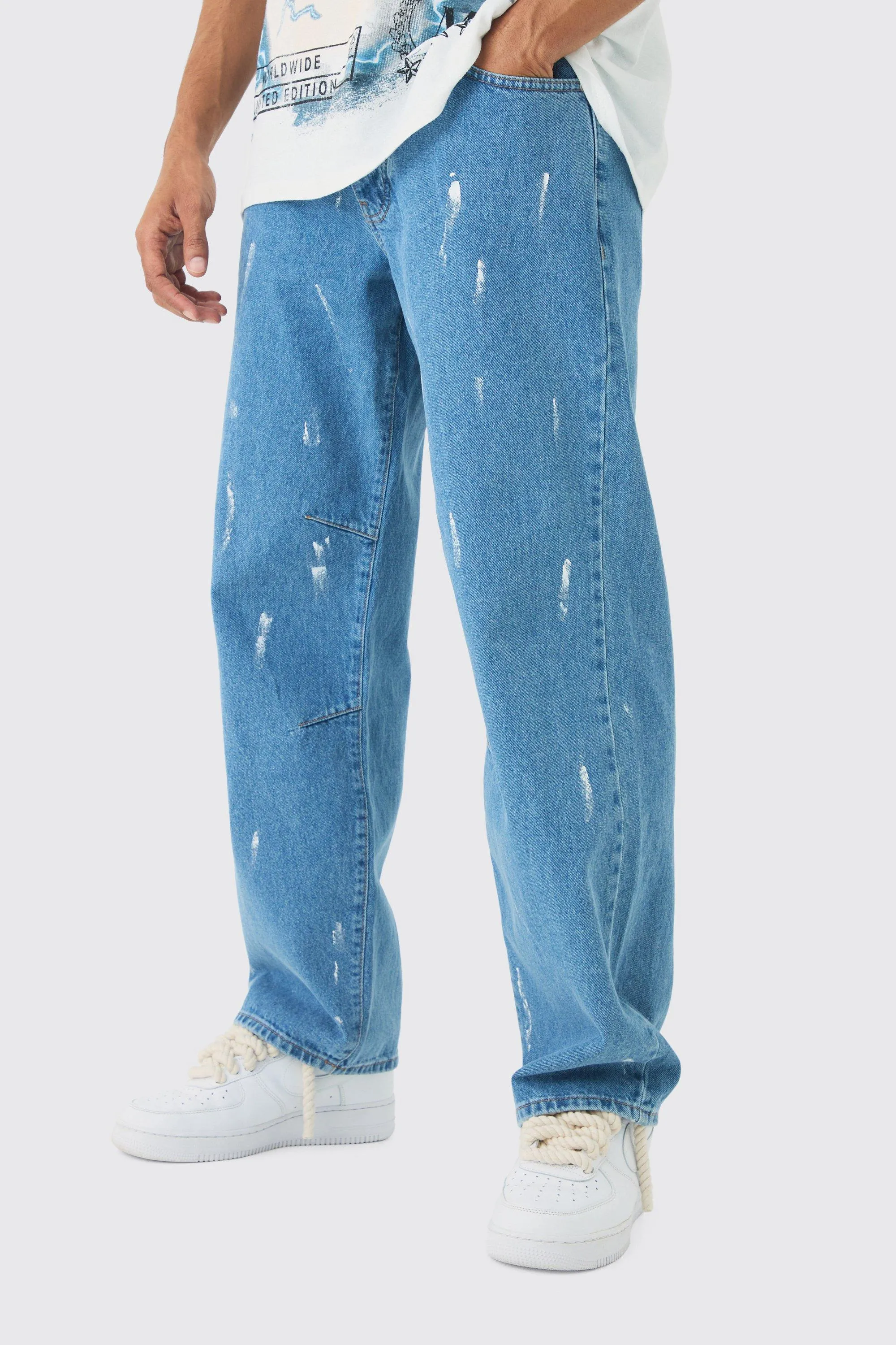 Relaxed Rigid Paint Splatter Denim Jeans