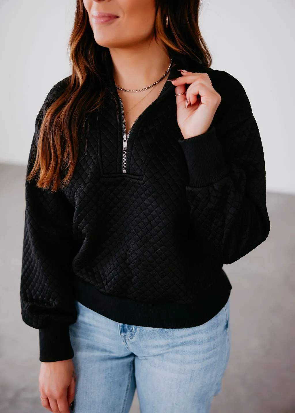 Reya Quilted Half-Zip Pullover