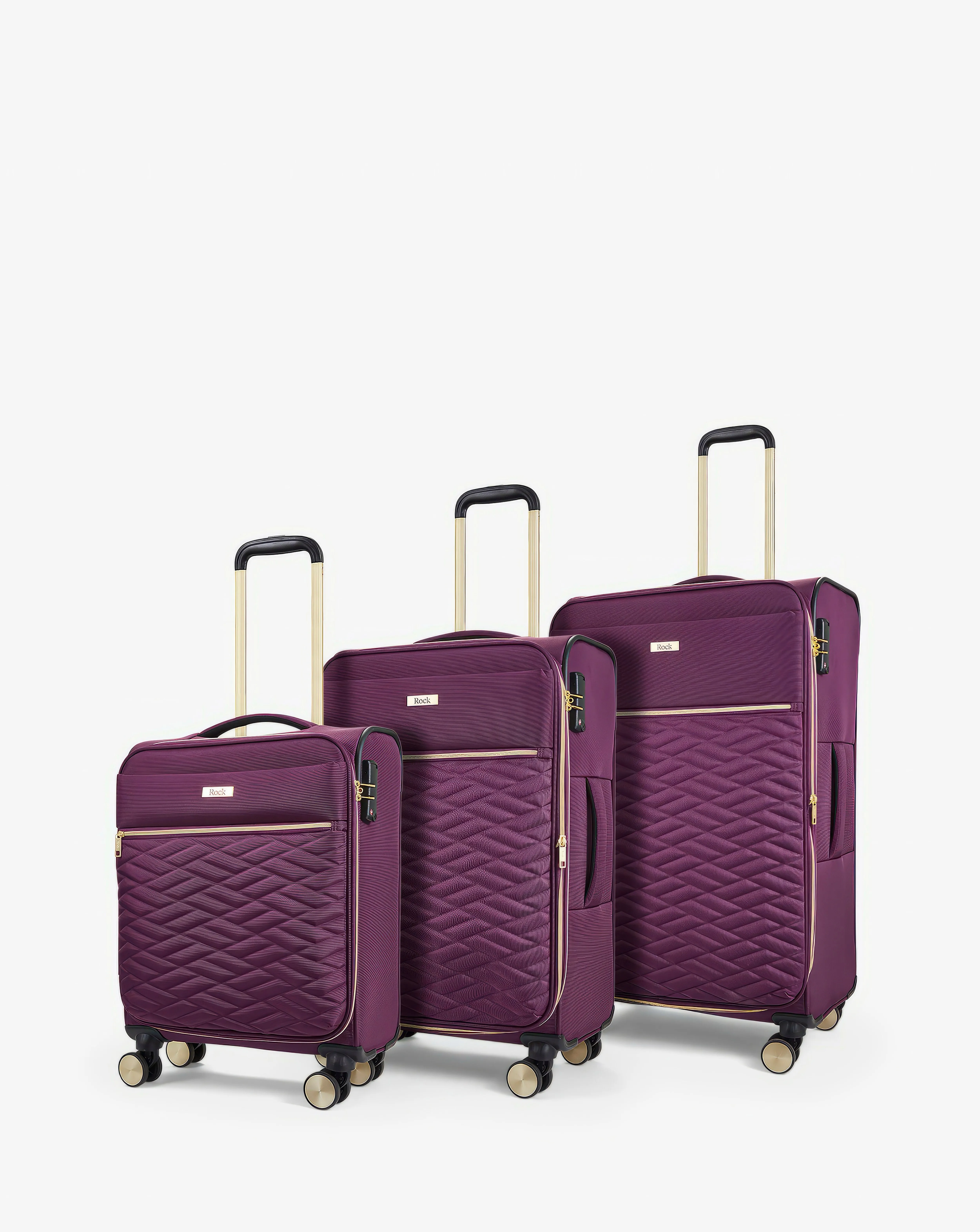 Rock Sloane 3pc Suitcase Set Purple | Simply Be