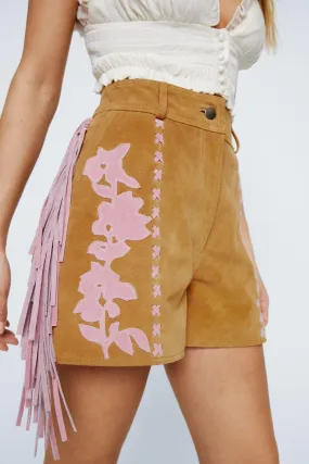 Shorts | Real Suede Fringe Detail Shorts | NastyGal