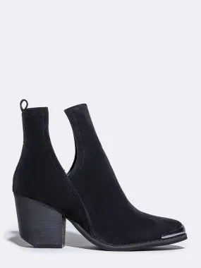 Side Cutout Metal Tip Ankle Boot