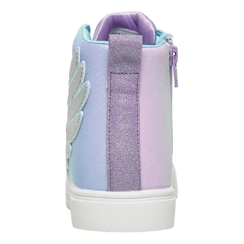 SKECHERS Girls Twinkle Sparks Shooting Star Hi-Top Trainers Light Blue Textile/Multi Trim