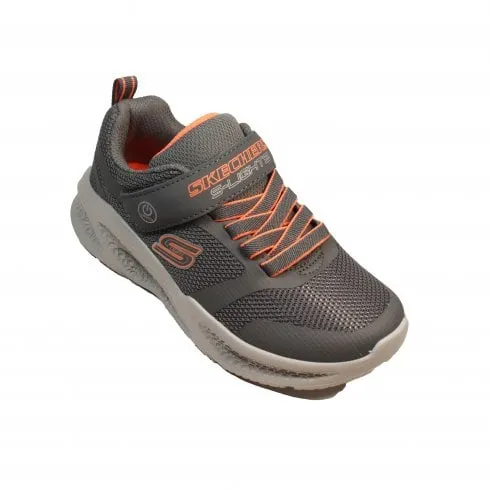 Skechers S-Lights: Meteor-Lights | Charcoal/Orange | Childrens Light Up Trainers