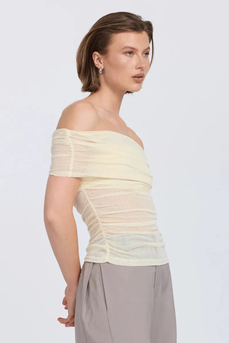 Sovere Studio    SOVERE / STUDIO - RISE MESH SLEEVELESS TOP (BUTTERMILK)