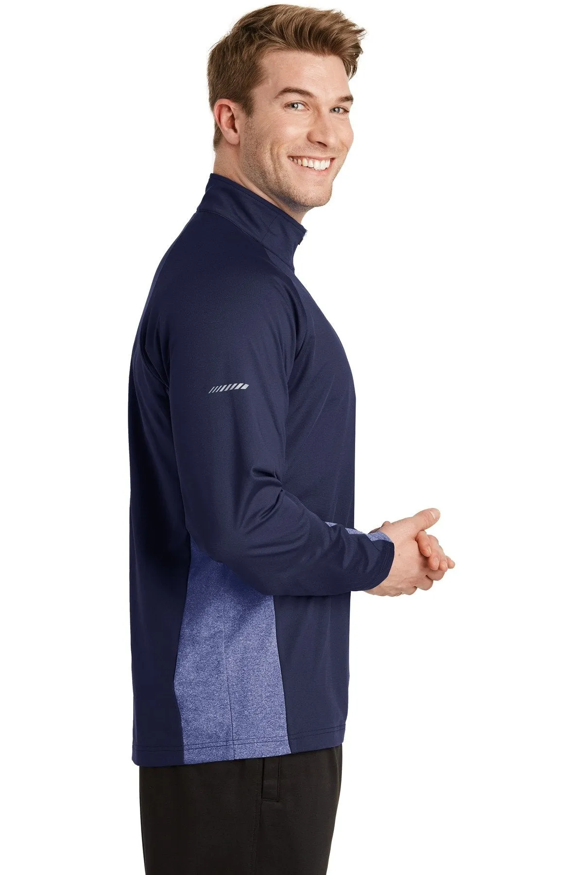 Sport-Tek Sport-Wick Stretch Contrast 1/2-Zip Pullover ST854 True Navy/ True Navy Heather