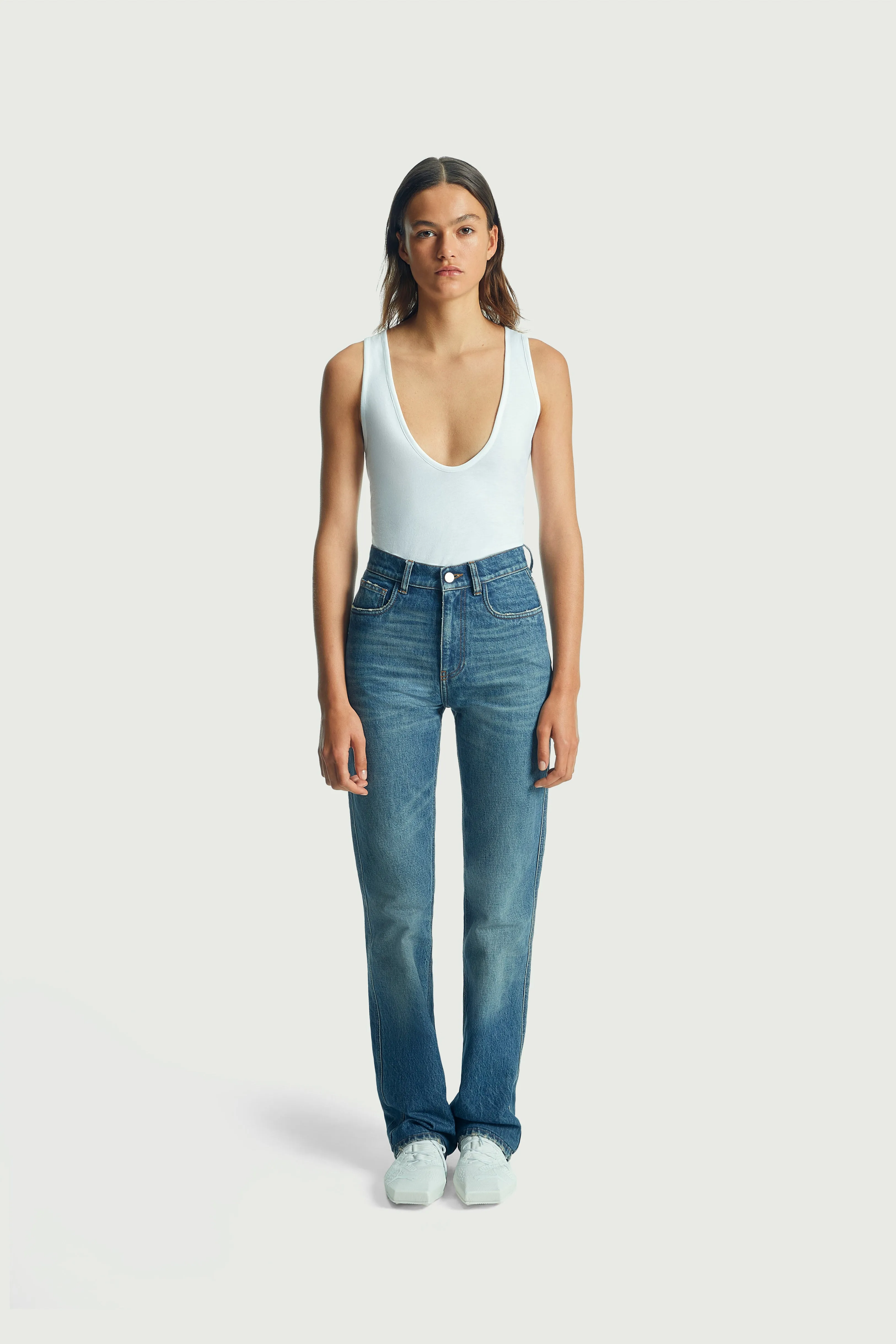 Straight Leg Denim Pants