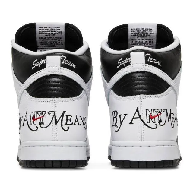 Supreme x nike dunk high sb (by any means stormtrooper/ black/ white/ varsity red) men us 8-13 dn374