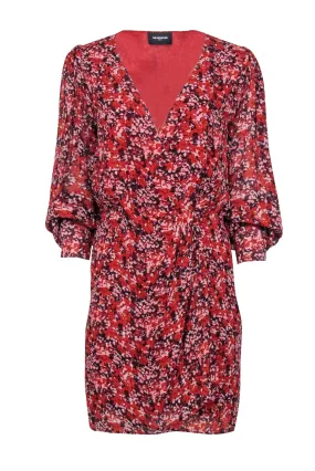 The Kooples - Red, Maroon, & Pink Floral Print Wrap Dress Sz 2