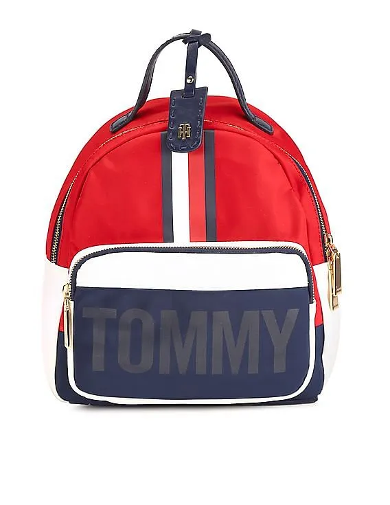 Tommy Hilfiger Women Multi Colour Corporate Colour Block Dome Backpack