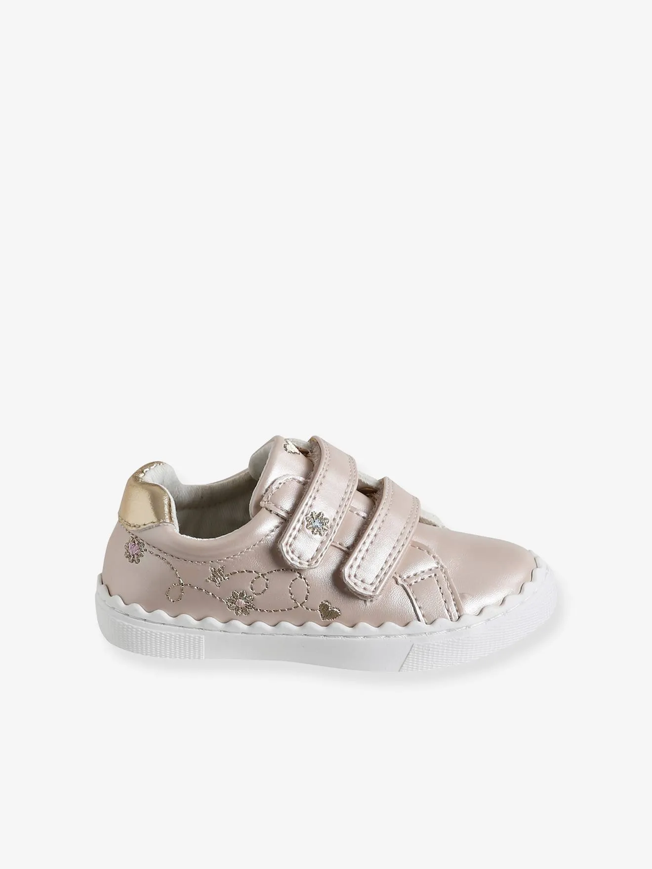 Trainers with Hook-and-Loop Fasteners & Embroidery for Babies - pale pink