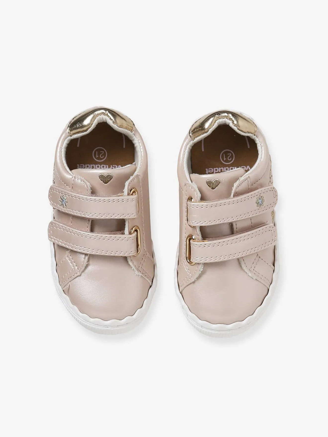 Trainers with Hook-and-Loop Fasteners & Embroidery for Babies - pale pink