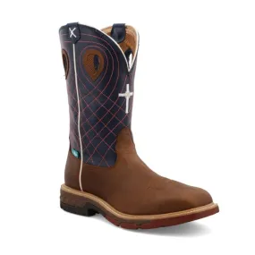 Twisted X Men's 12"" Western Work Boot Mocha & Navy