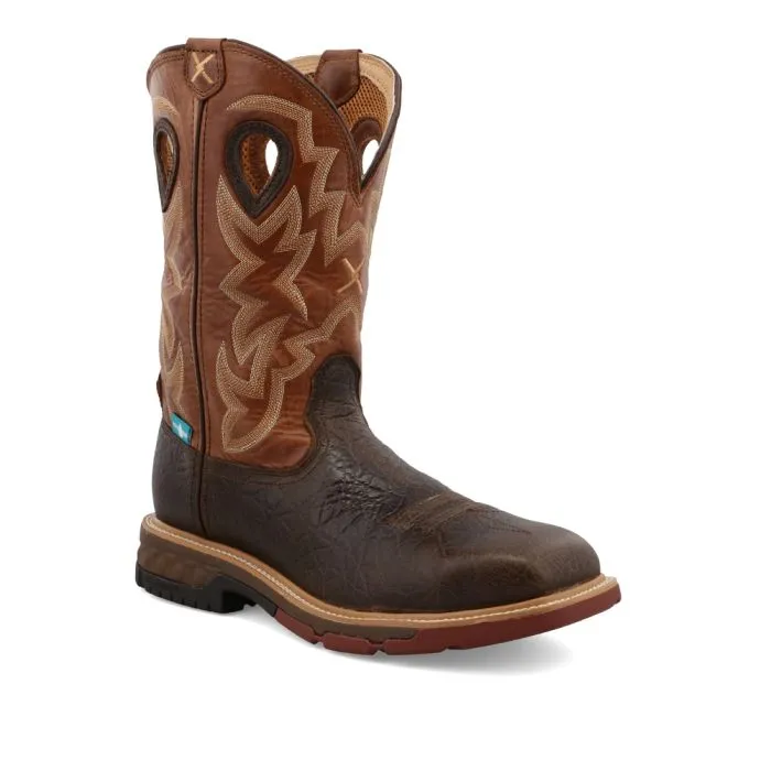 Twisted X Men's 12"" Western Work Boot Smokey Chocolate & Spice