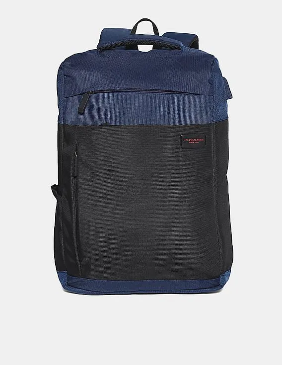 U.S. Polo Assn. Navy And Black Colour Block Laptop Backpack