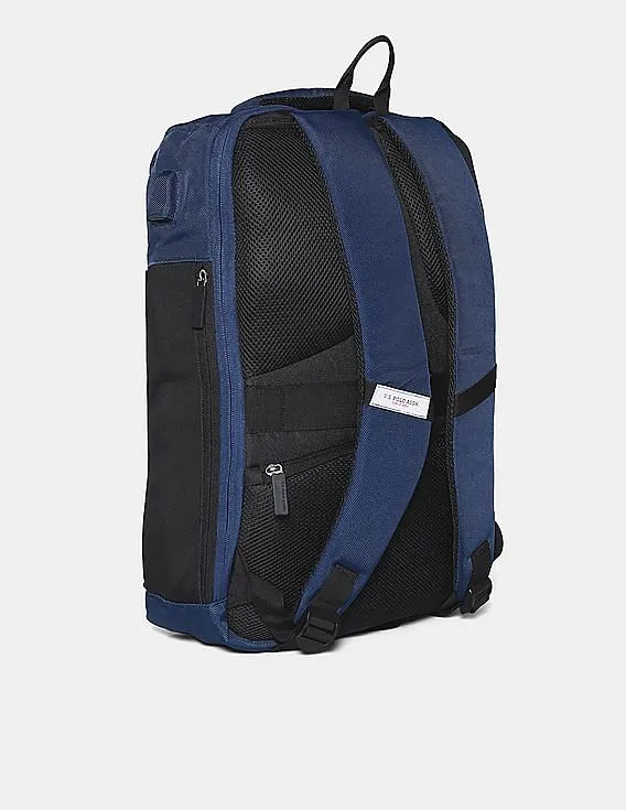 U.S. Polo Assn. Navy And Black Colour Block Laptop Backpack