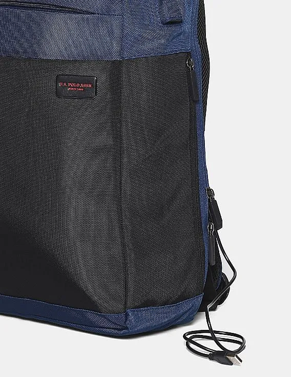 U.S. Polo Assn. Navy And Black Colour Block Laptop Backpack