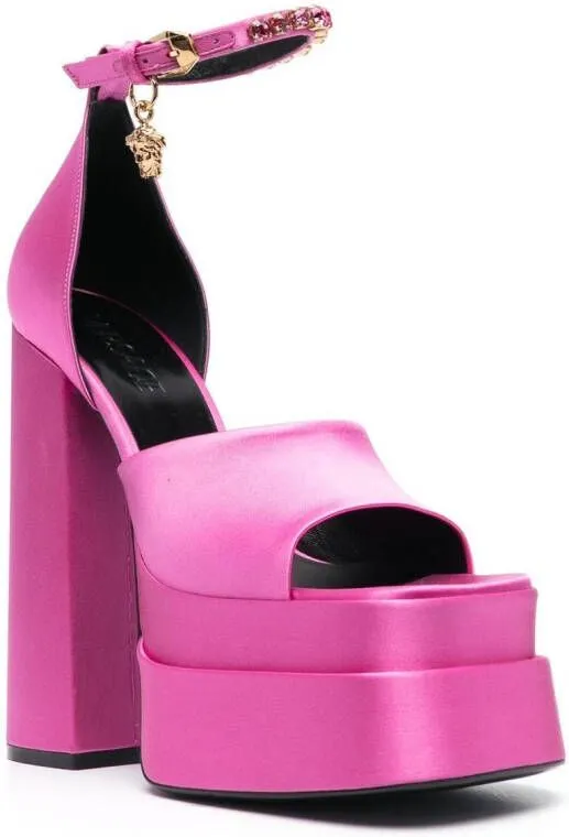 Versace Medusa charm platform sandals Pink