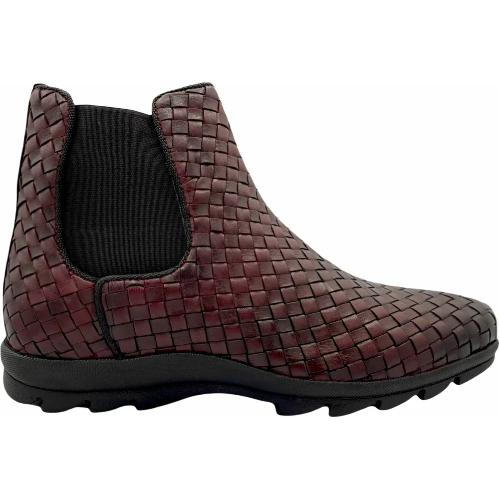 Vinci Leather The Luxpre Burgundy Leather Handwoven Casual Chelsea Boot (14492)