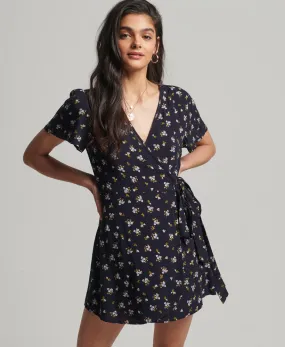 Vintage Mini Wrap Dress | Navy Floral