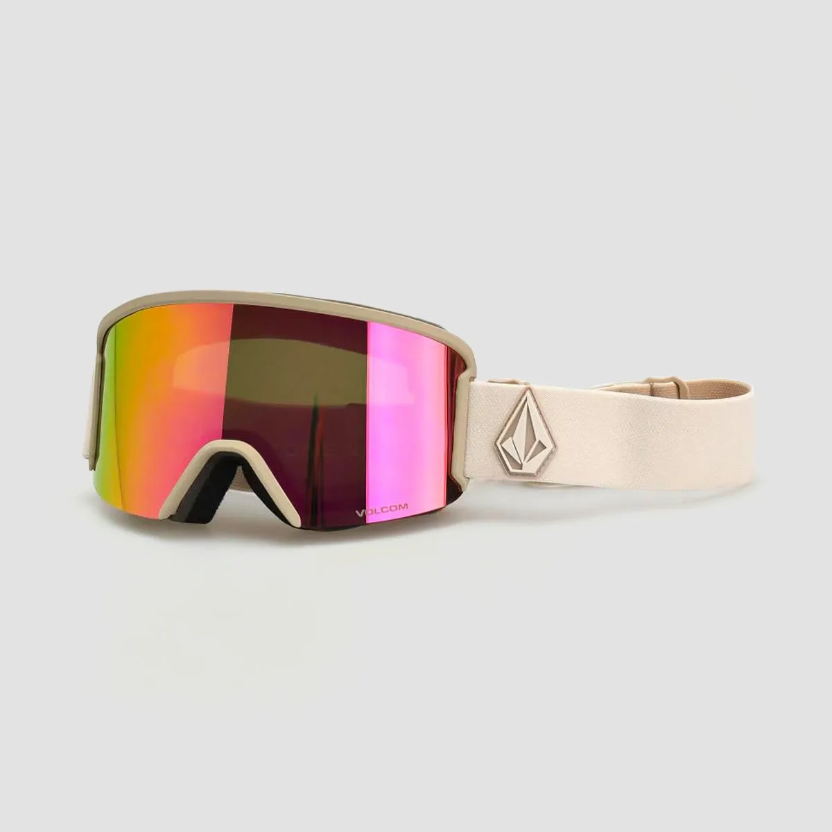 Volcom Garden Snow Goggles Khakiest/Sand/Pink Chrome + Bonus Lens Yellow