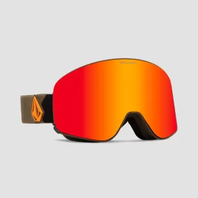 Volcom Odyssey Snow Goggles Military/Gold/Red Chrome + Bonus Lens Yellow