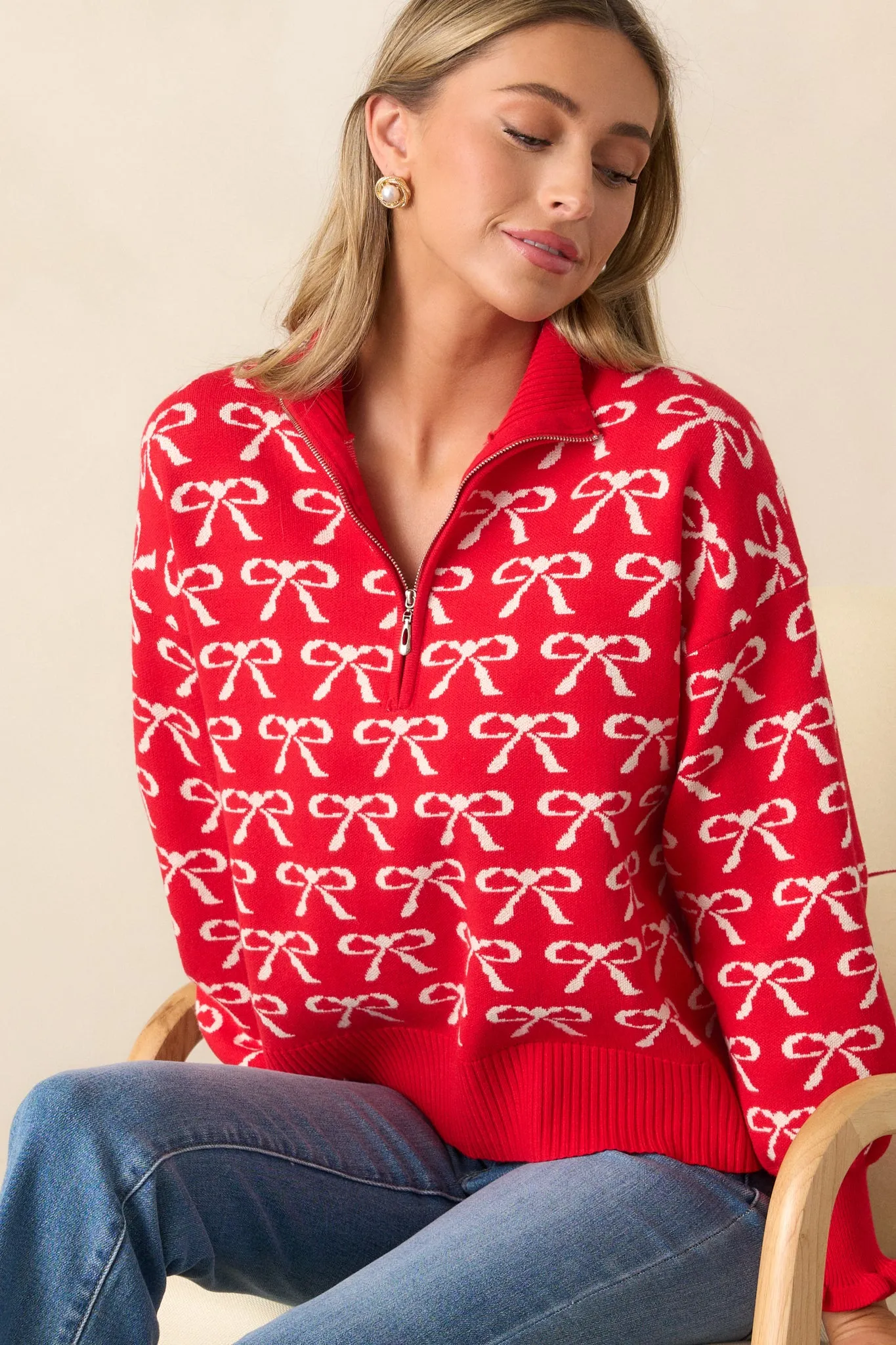 What We’ve Become Red Bow Print Pullover