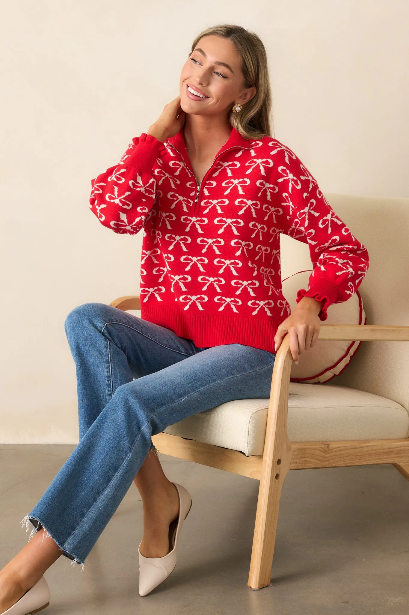 What We’ve Become Red Bow Print Pullover