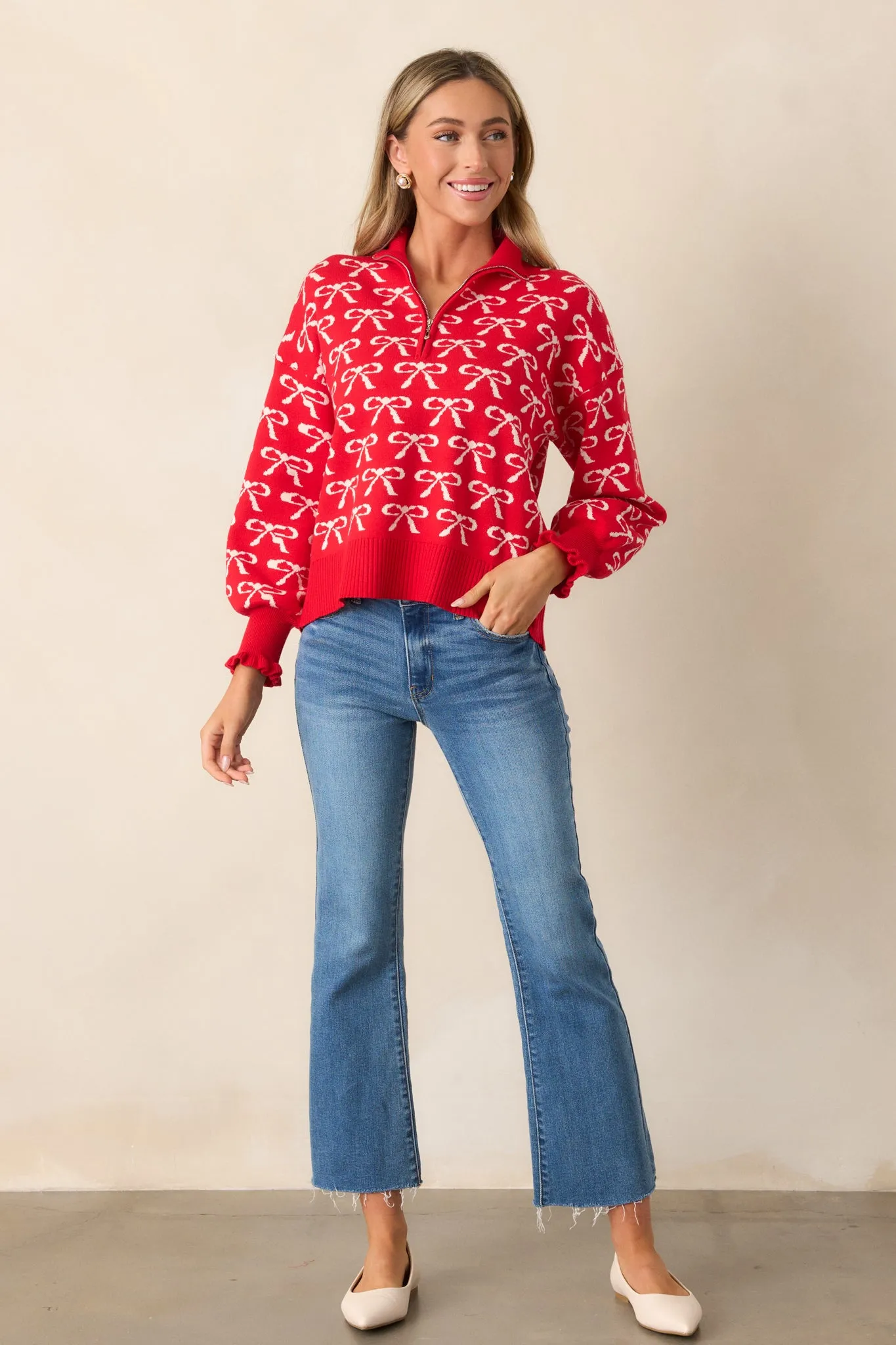 What We’ve Become Red Bow Print Pullover