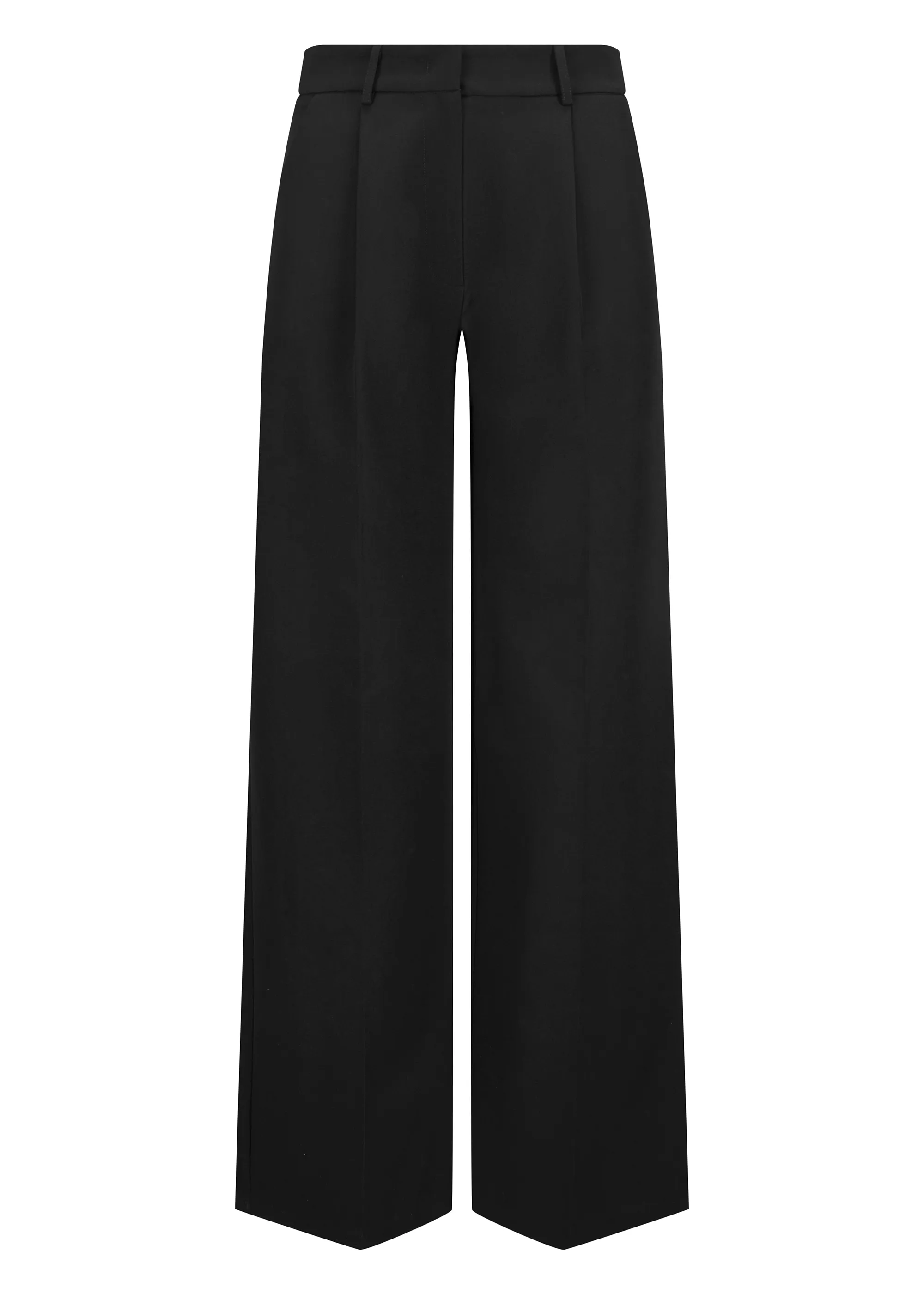 Wide Leg Twill Pants - VINIWA in BLACK