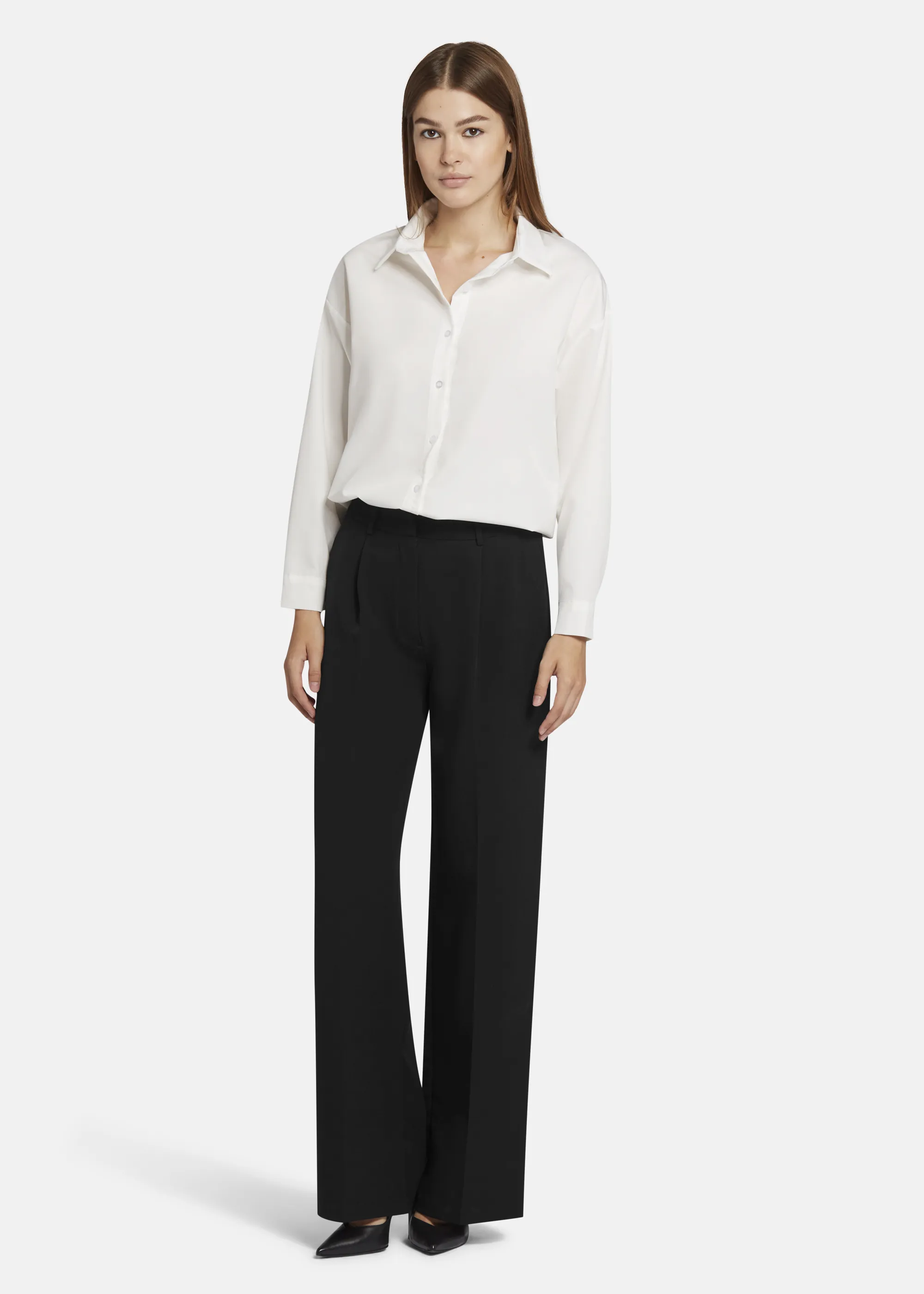 Wide Leg Twill Pants - VINIWA in BLACK