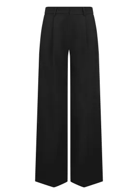 Wide Leg Twill Pants - VINIWA in BLACK