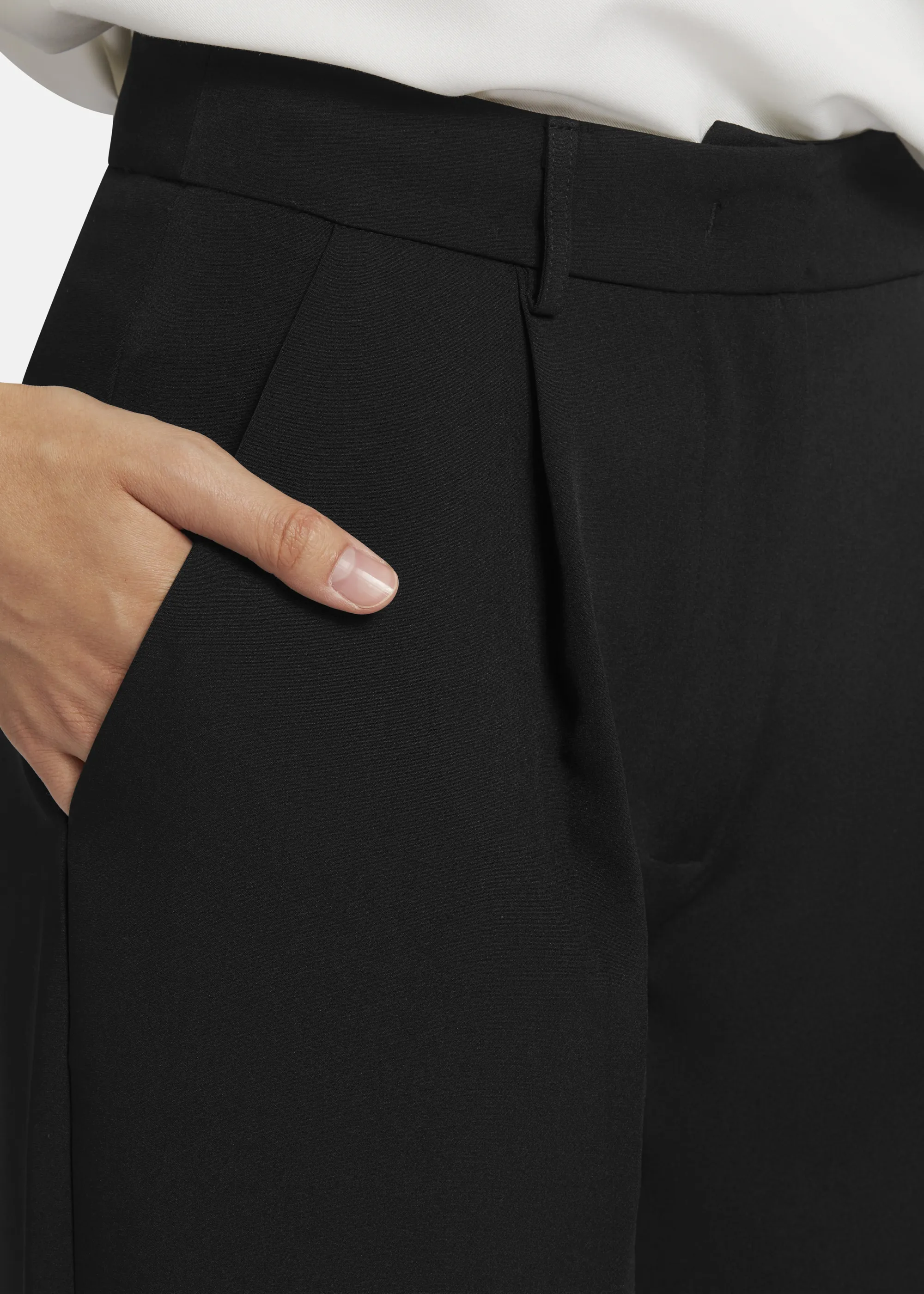 Wide Leg Twill Pants - VINIWA in BLACK