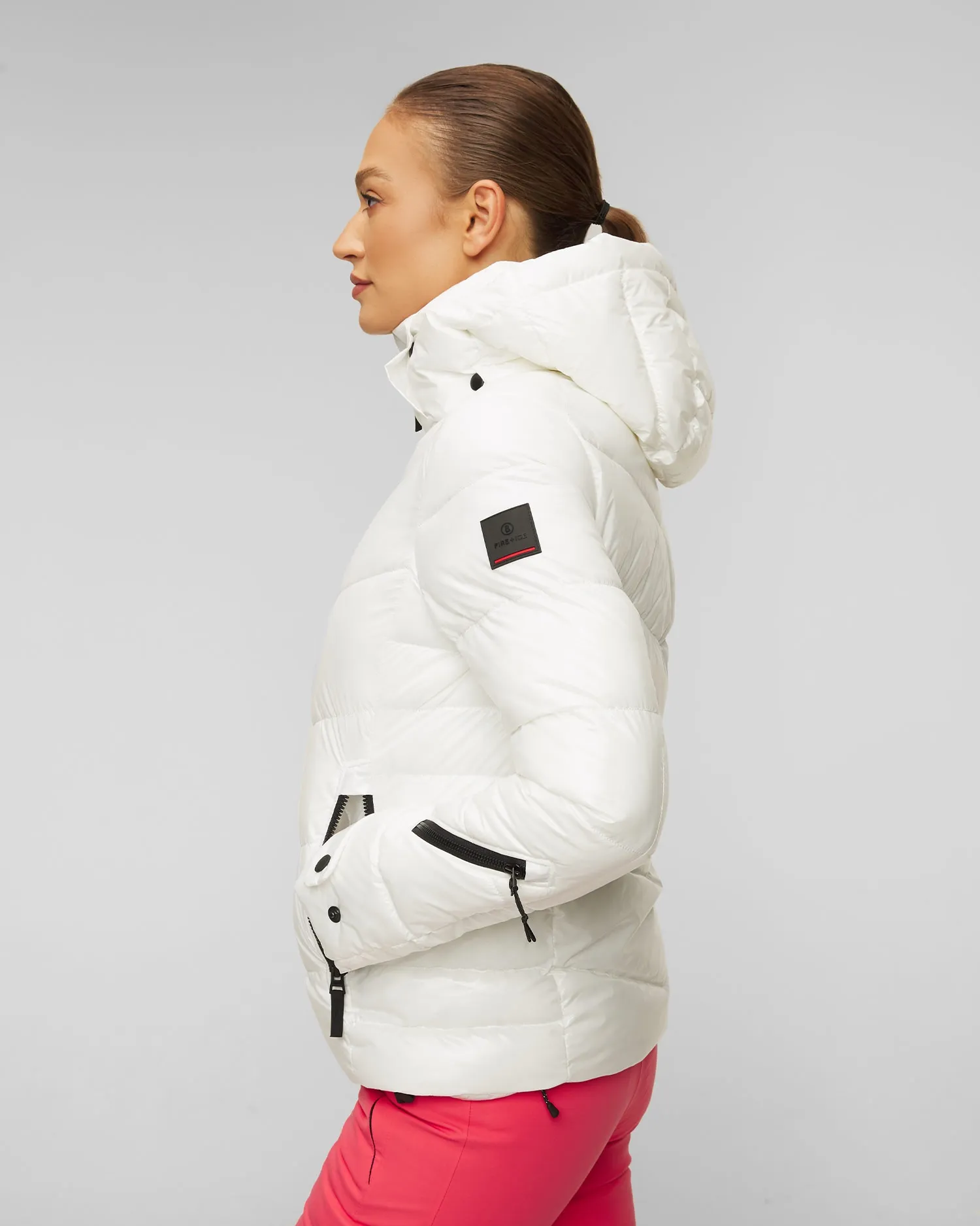 Women's white ski jacket BOGNER FIRE+ICE Saelly2 34658250-732