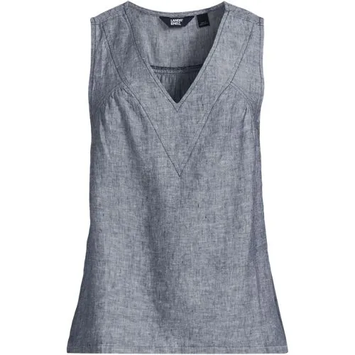 Women's Sleeveless V-neck Linen Top