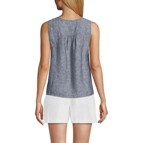 Women's Sleeveless V-neck Linen Top