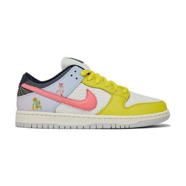 Xavier schipani x nike dunk low sb (be true trans joy/ multi-color/ pink gaze/ sail/ yellow) men us