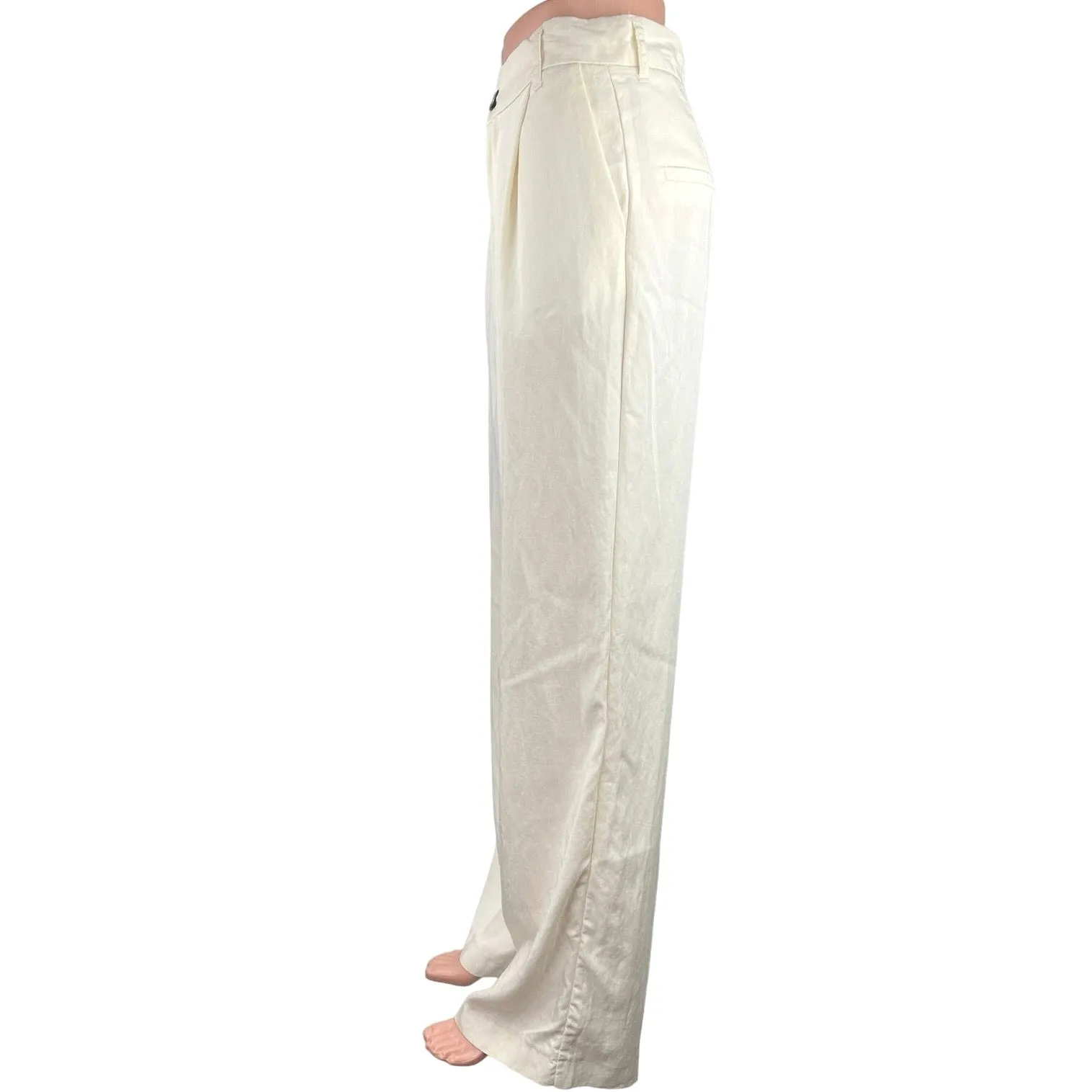 Zara White High Rise Front Pleated Business Career Wide Leg Dress Pants Size S