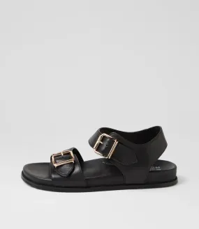 Ziera HASTICE Black Leather Sandals